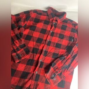 Eddie Bauer Red Flannel Button Long Sleeve Shirt Large